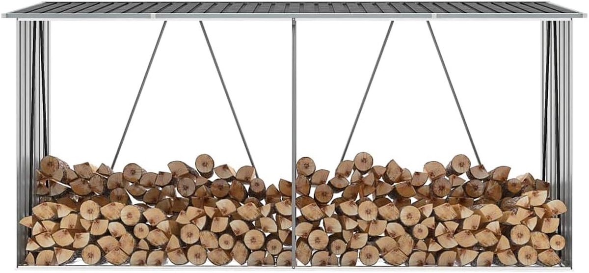 Tuinhuis - Opbergschuur Houtopslag - Hout Opslaan - Verhoogde Bodem - 330 x 84 x 152 cm - Antraciet