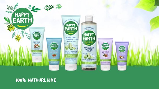 Happy Earth Hydraterende Dagcrème - 100% Natuurlijk - Droge & Gevoelige Huid - Met Hyaluronzuur & Prebiotica - Gezichtsverzorging - 50 ml
