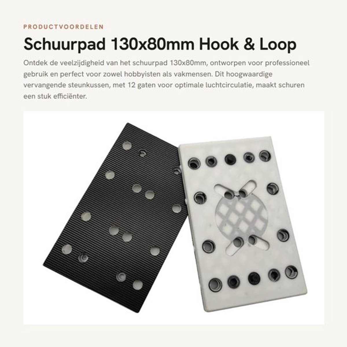 Schuurpad 130x80mm - Vervangend Steunkussen - 12 Gaten - PU Schuim/Nylon - Professioneel Gebruik - Zachte Pad - Schuurmachinepad