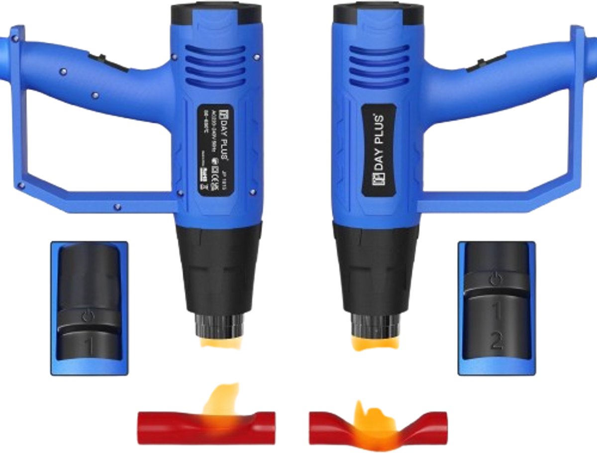 Velori Heteluchtpistool 2000W - Warmtepistool - Verfstripper - Krimpfolie Verwarmer - Elektrisch Warmtepistool - 350/600°C - 300/500L/min - 4 Mondstukken
