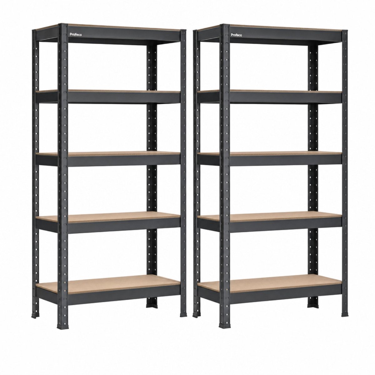 Bol.com Profeco Stellingkasten Set Van 2 - Metalen Opbergrek en Magazijnstelling - 180 x 90 x 40 cm - 5 Verstelbare Planken - 17... aanbieding