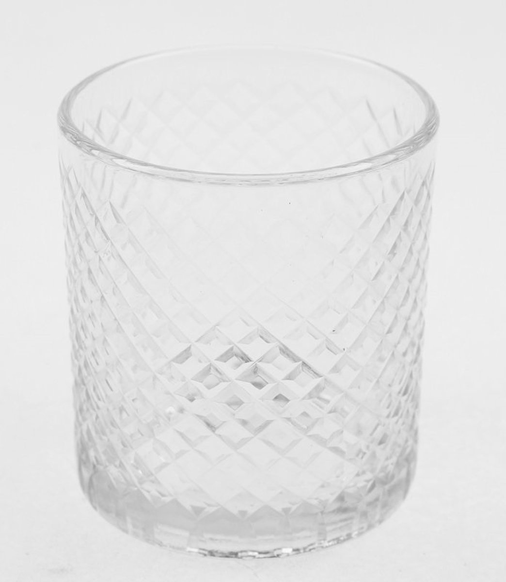 Windlicht/ glas pointdiamant Ø7x8cm