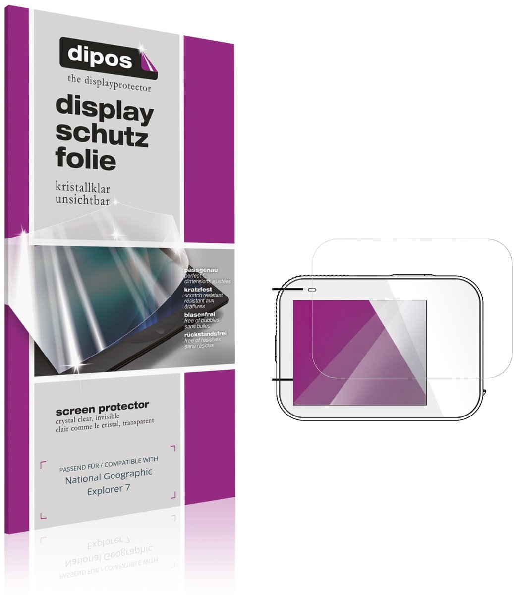 dipos – 4x Beschermfolie geschikt voor National Geographic Explorer 7 | Krasbestendige & heldere Screenprotector Ultra-Thin