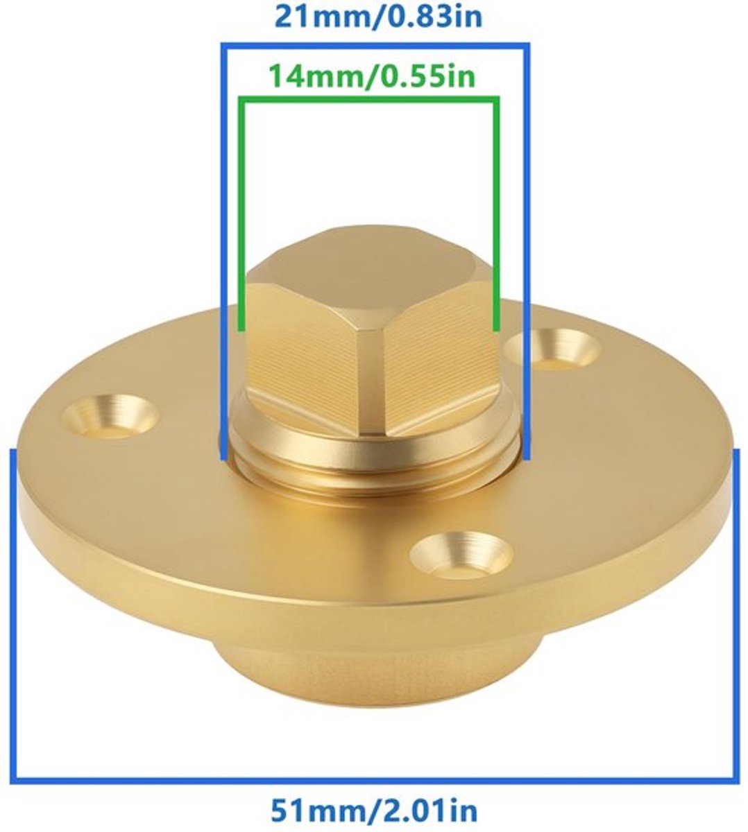 Bootafvoerstop Messing - Afvoerstop voor Boten - Montagegat 2,54 cm - Buitendiameter 51 mm - Schroefdraad 21 mm - Voorkomt Waterophoping - Afvoerplug