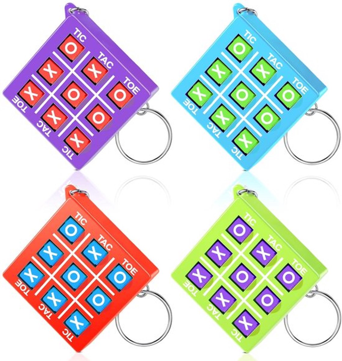 Sleutelhanger Tic Tac Toe - Lichtgewicht - Draagbaar - Kunststof - Mini-rugzak - Coole kleuren - Afmetingen 4,5 x 5,7 cm - Speelgoed