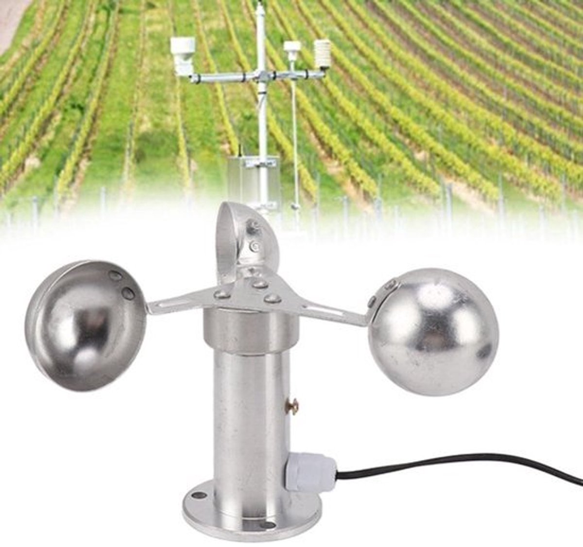Aluminiumlegering Anemometer Windsnelheidssensor 3 Cups 0-38V - Energiecentrales Meteorologische Monitoring