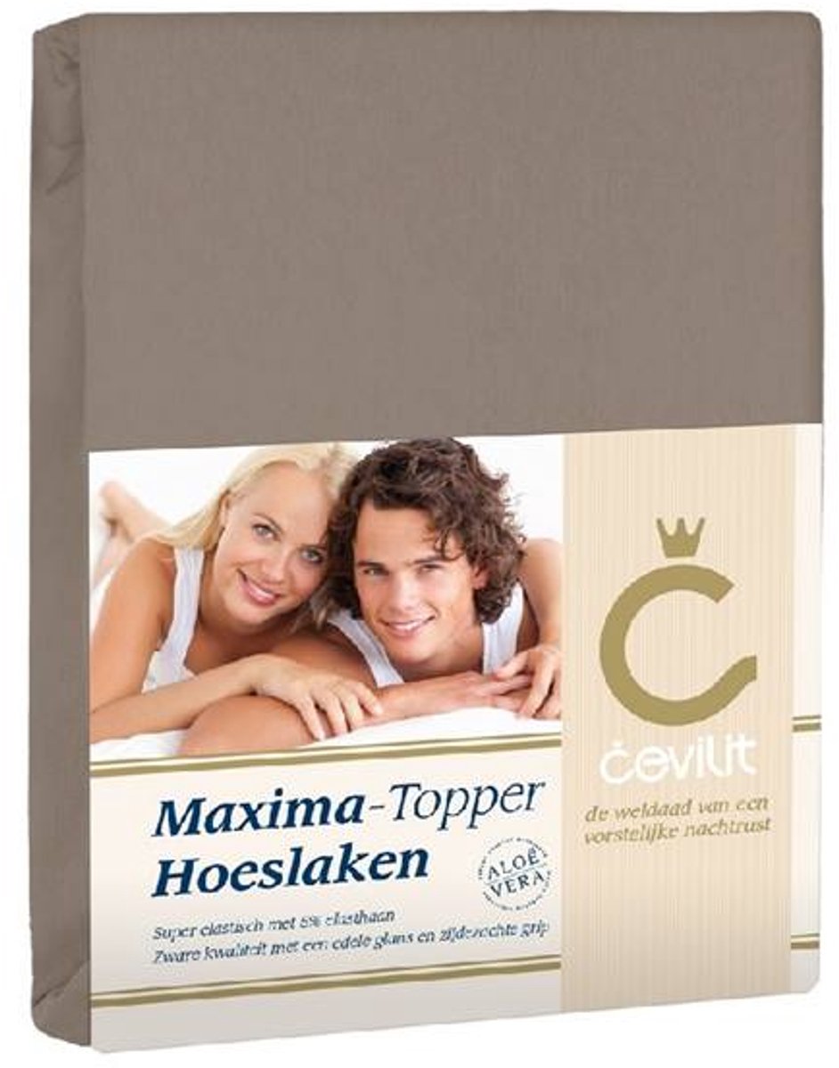 Cevilit Jersey met Elastan - Maxima Topper Hoeslaken - Taupe - 140x200 cm