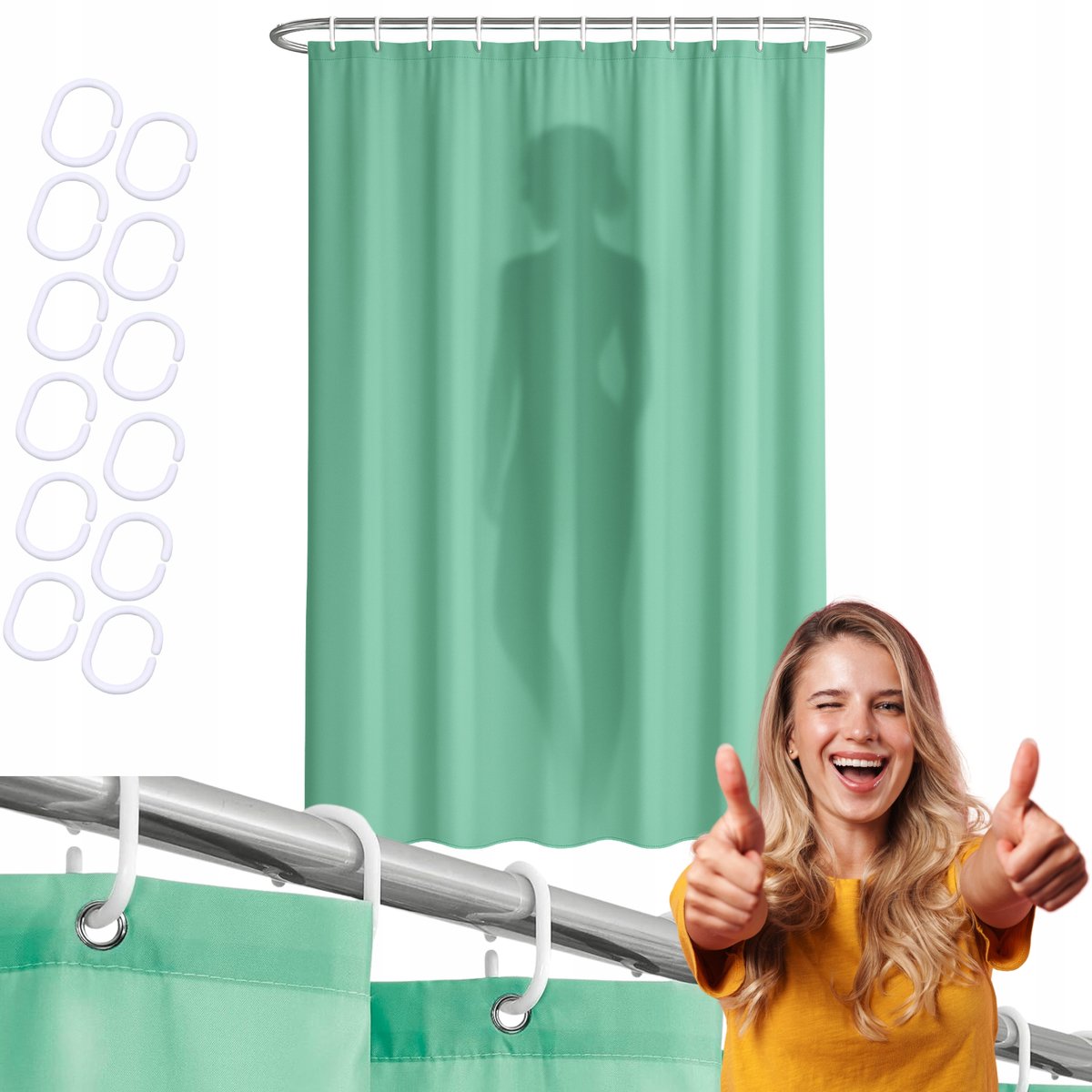 Merkloze Douchegordijn 180x200 cm - Waterdicht & Sneldrogend Groen