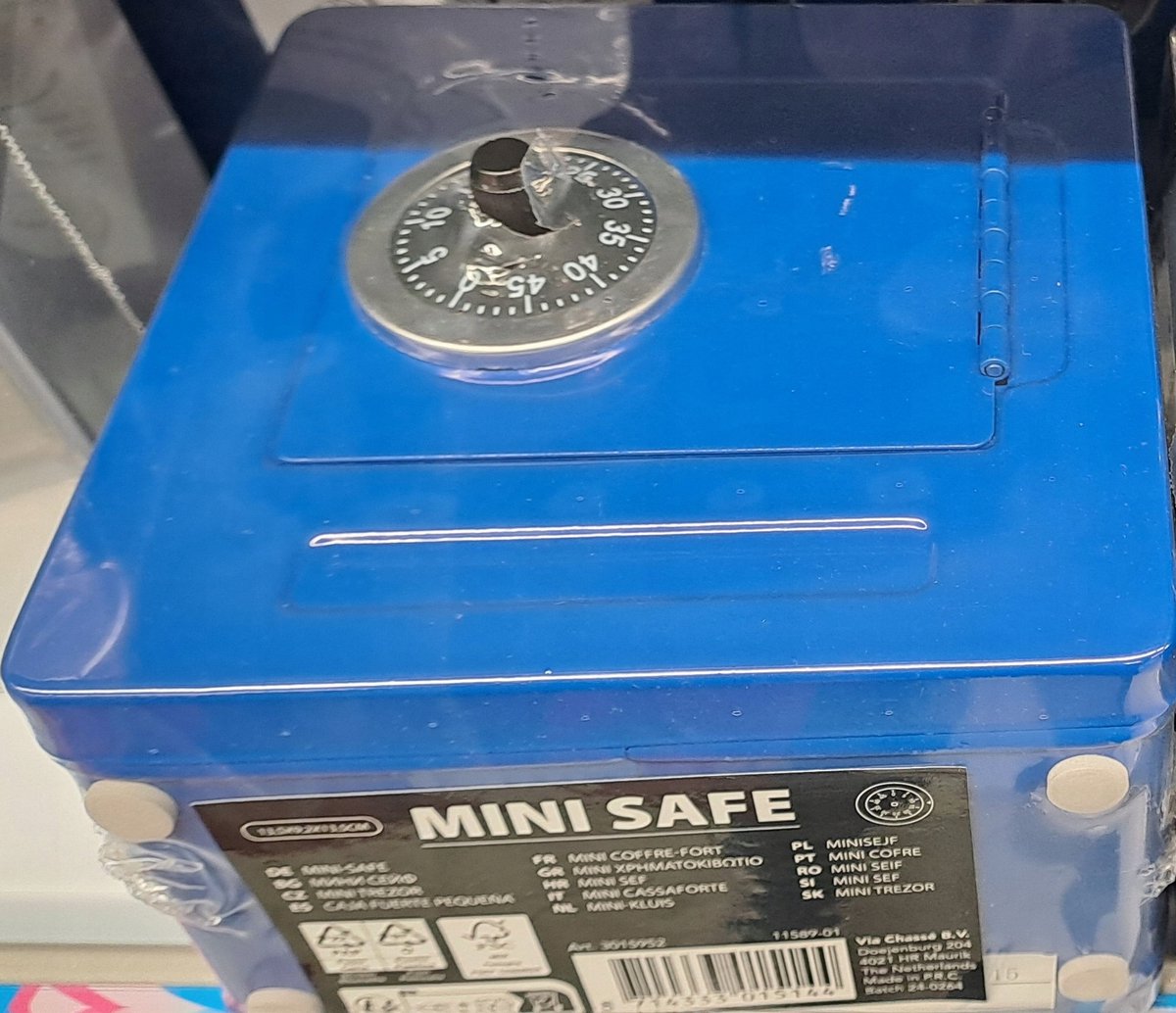 Mini Kassa met cifferslot - Blauw/Zwart