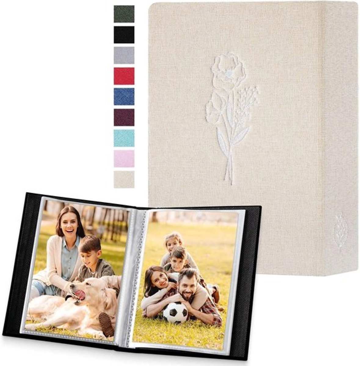 Compact Fotoalbum - Geschikt voor 10x15 cm Foto's - 2 Stuks - Beige - Linnen Omslag