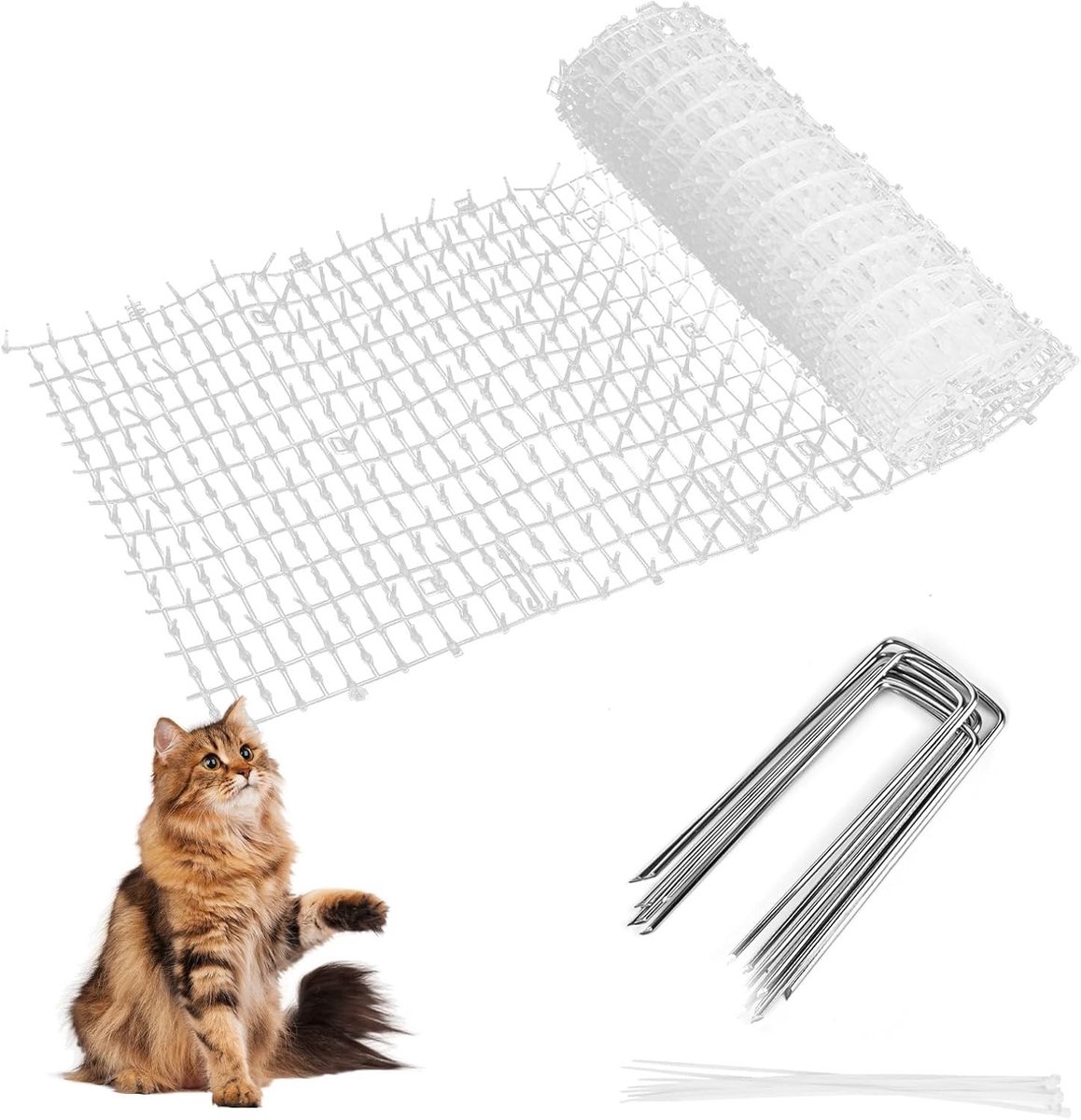 Doornrooster tegen katten - Wit - 200 x 30 x 2,2 cm - Kunststof kattenafweermat - Voor binnen en buiten gebruik