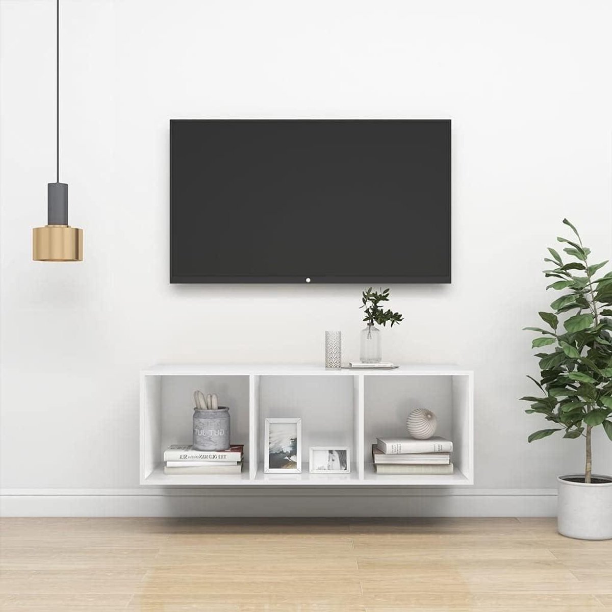 TV meubel - Mediab}}-\u00adkast Opbergkast - Woonkamer Organizer - Veelzijdige Installatie - 37 x 37 x 107 cm - Wit