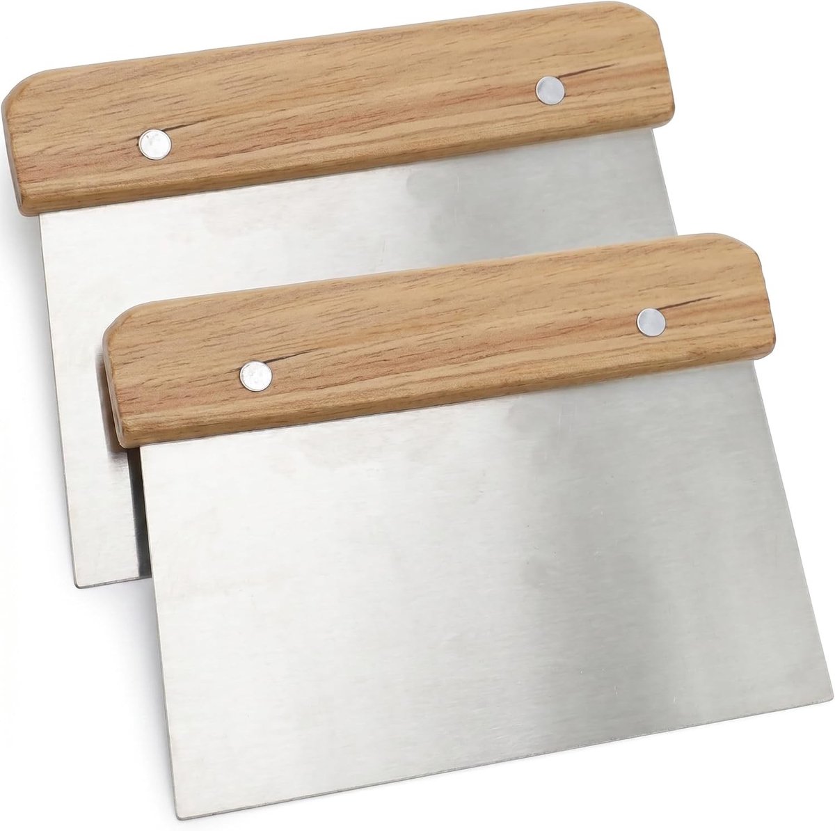 Deegmesje - Hout en Roestvrij Staal - 15,2 x 11,2 cm - Multifunctioneel Keukengereedschap voor Portioneren en Snijden