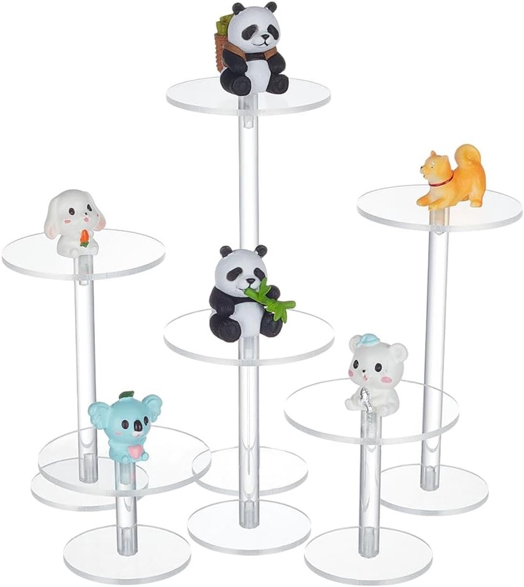 6 Stuks Acryl Miniatuur Tentoonstellingsstand - 6 Maten voor Miniaturen en Vechtfiguren