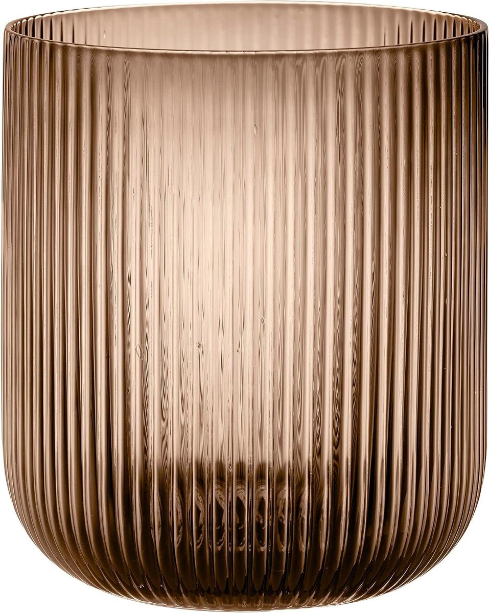 Windlicht Glas - Lantaarn Vaas - Sfeer Creëren - Handgemaakt Mondgeblazen - Diameter 20cm - Koffie