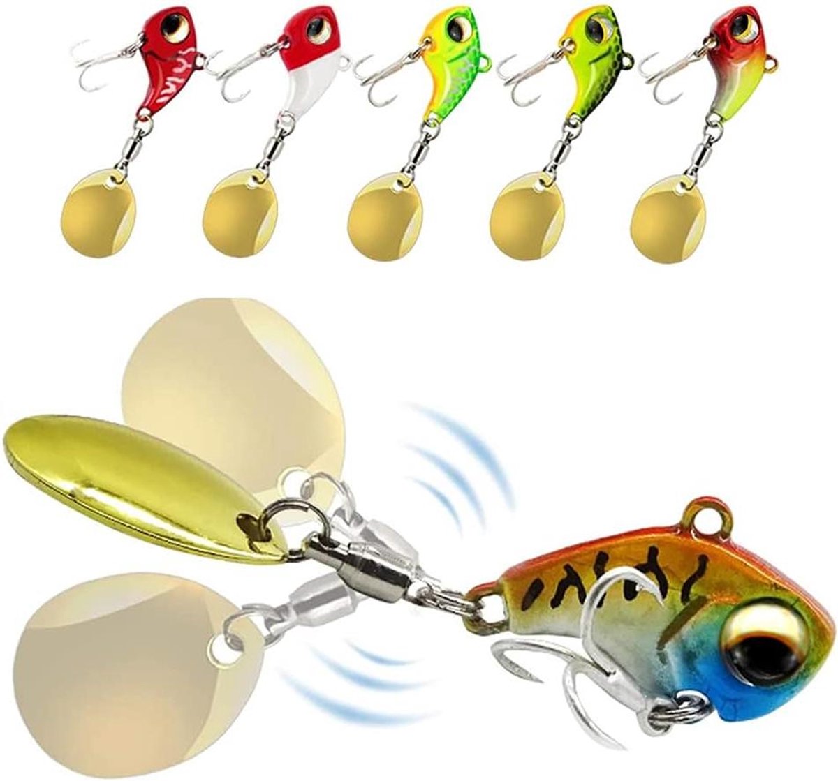 Vis Lokaas Set - Spinner Kunstaas - Vissen Op Roofvis - Hoge Simulatie - 6 Stuks 3cm - Mix Kleuren