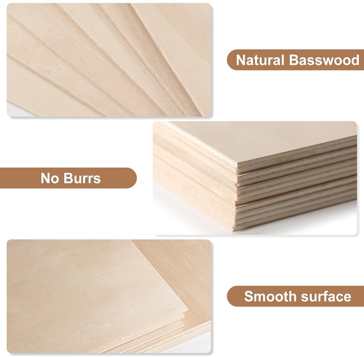 Set van 10 Plywood Panelen van 3 mm, 42 x 30 cm, Houten Panelen voor Creatieve Projecten, Modelbouw, DIY Houtbewerking en Schilderen