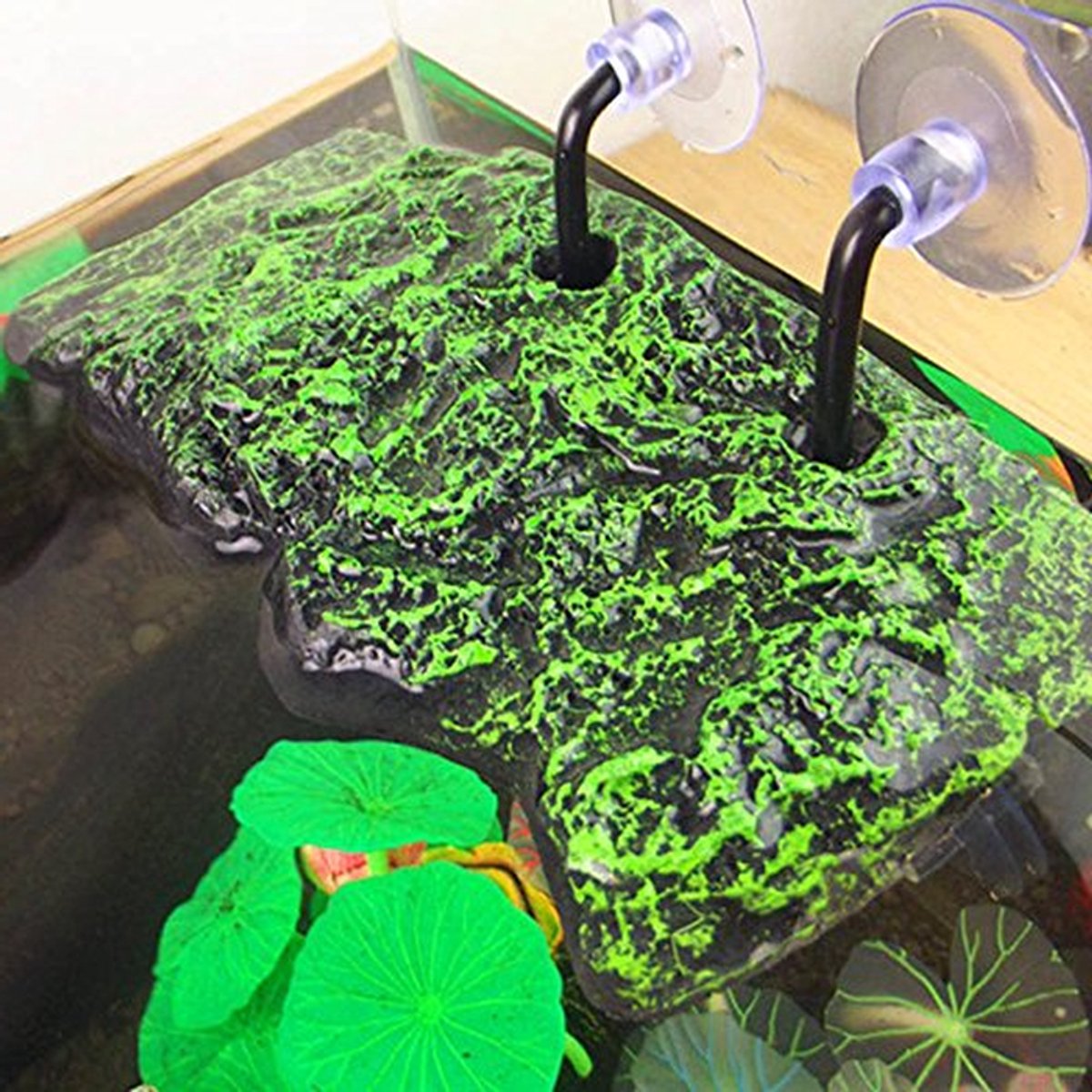 Aquarium Drijvend Eiland - Schildpadden Terras - Huisdieren Ontspannen - Zelfklimmend Platform - Groot Formaat - Natuurlijk