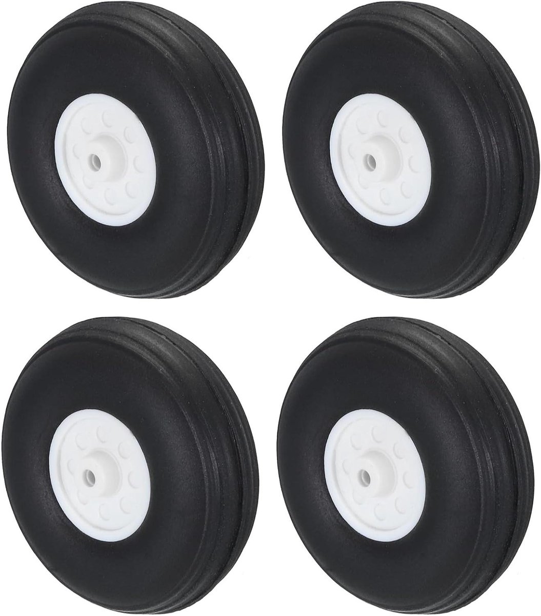 RC Vliegtuig Wielen - Model Vliegtuig Onderdelen - Modelbouw Vliegen - Licht PU Schuim - 50 mm Diameter - Zwart Wit