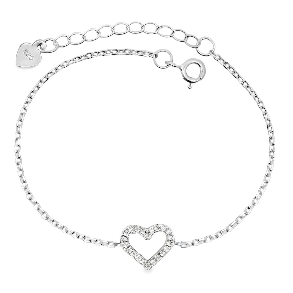 Juwelier Zwartevalk - Zilveren (gerhodineerd) armband met hartje - 23.276