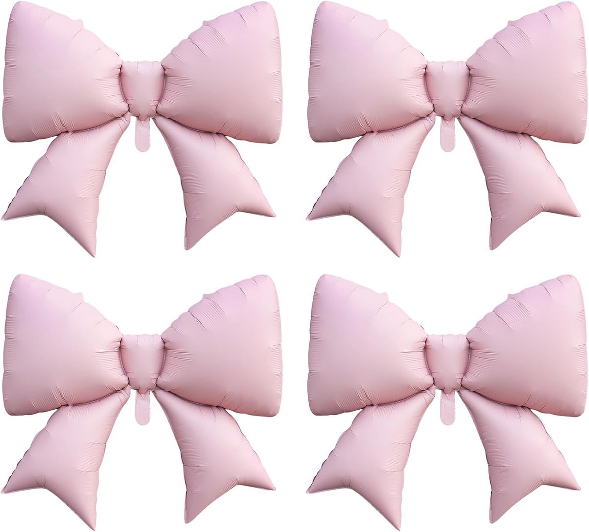 4 XXL Roze Ballonnen met Strikken – Folieballondecoratie voor Verjaardagen - Bruiloften - Babyshowers en Vrijgezellenfeesten – Prinsessen- en Valentijnsdagdecoratie