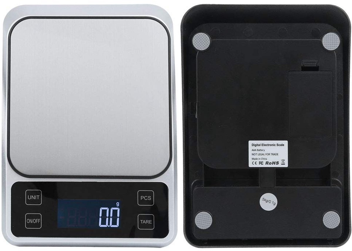 Voedselschaal - Roestvrij Staal - 5 kg - Digitale Keukenweegschaal met Nauwkeurige Meting - Voor Koken en Bakken