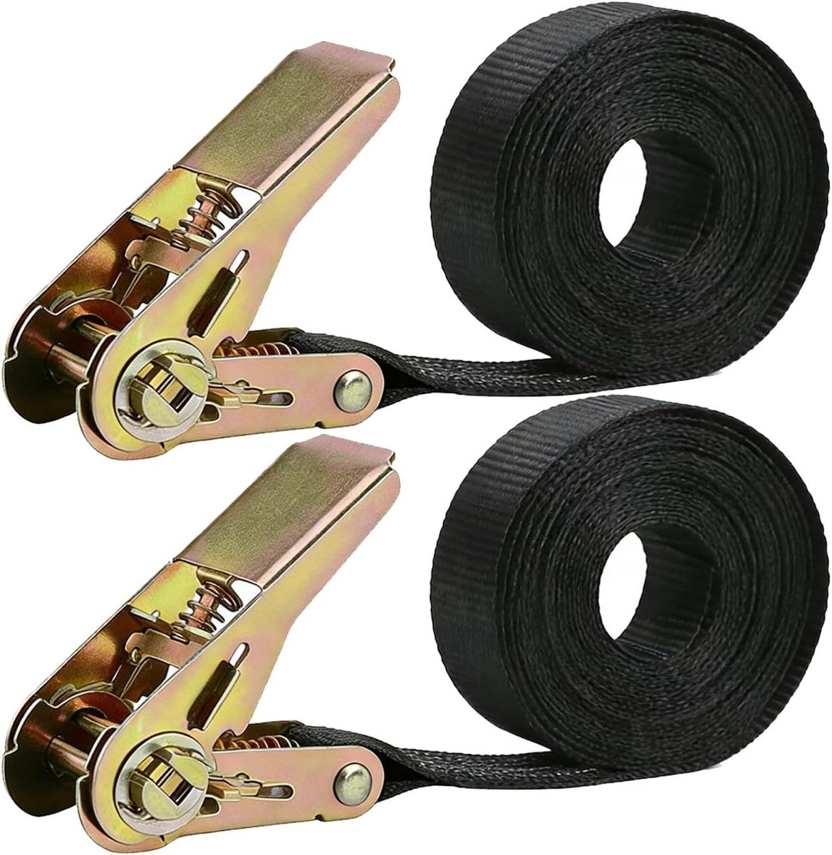 Spanbanden met Ratel - Sjorbanden Vastzetbanden - Lading Zekeren - Duurzame Nylon Constructie - 6m x 25mm - Zwart