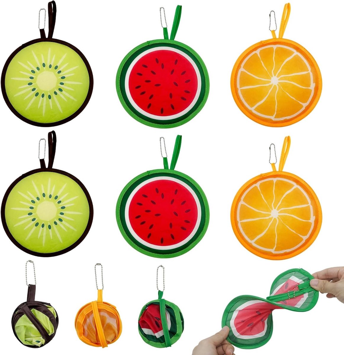 Ronde Opvouwbare Handventilator - Multicolor - 6 Stuks - Duurzaam Polyester - Voor Zomerfeesten en Bruiloften