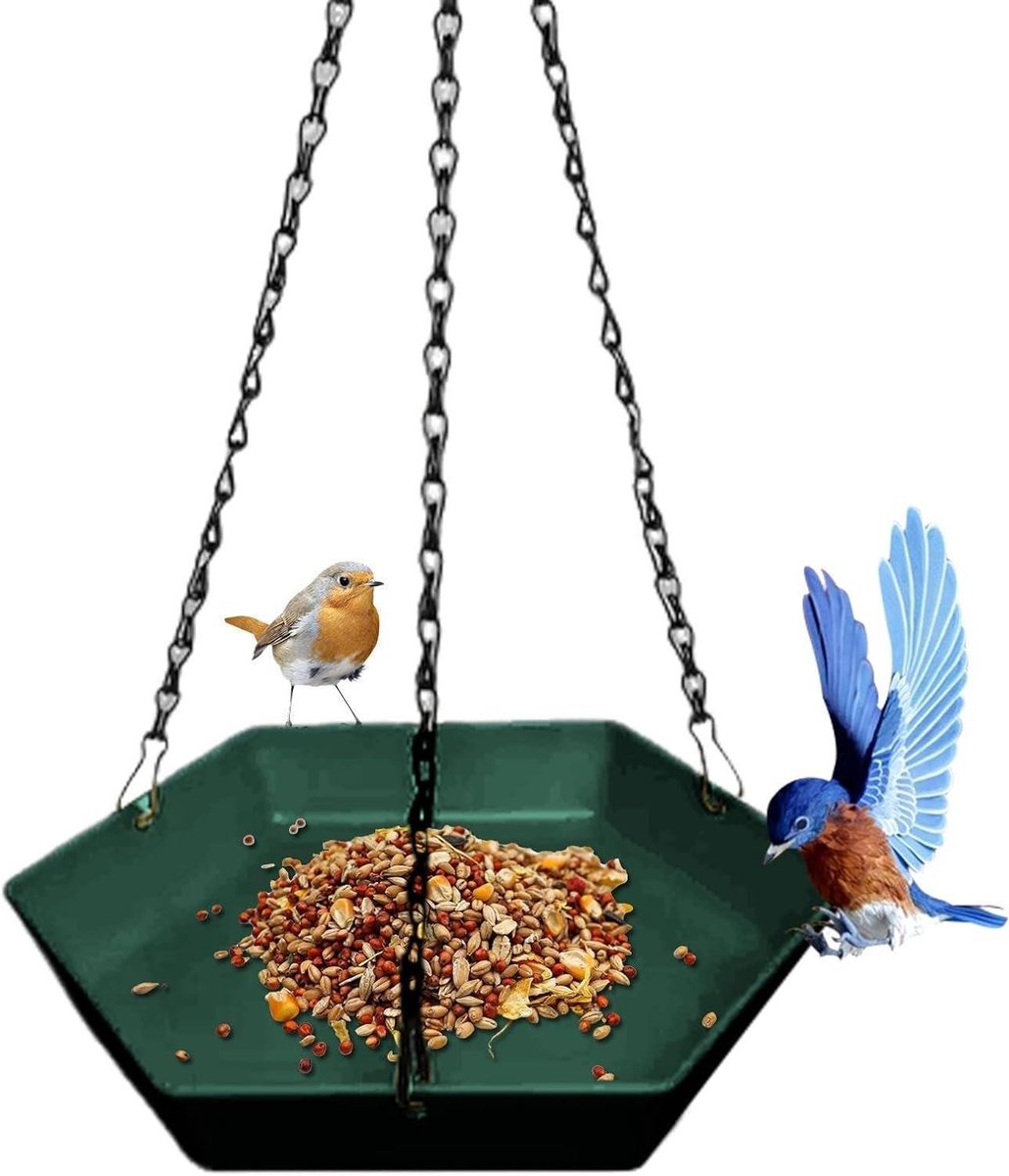 Vogelvoederstation - Voerdispenser Vogelvoederhuisje - Vogels voeren - Eenvoudig ophangen - 24 x 24 x 6 cm - Bruin
