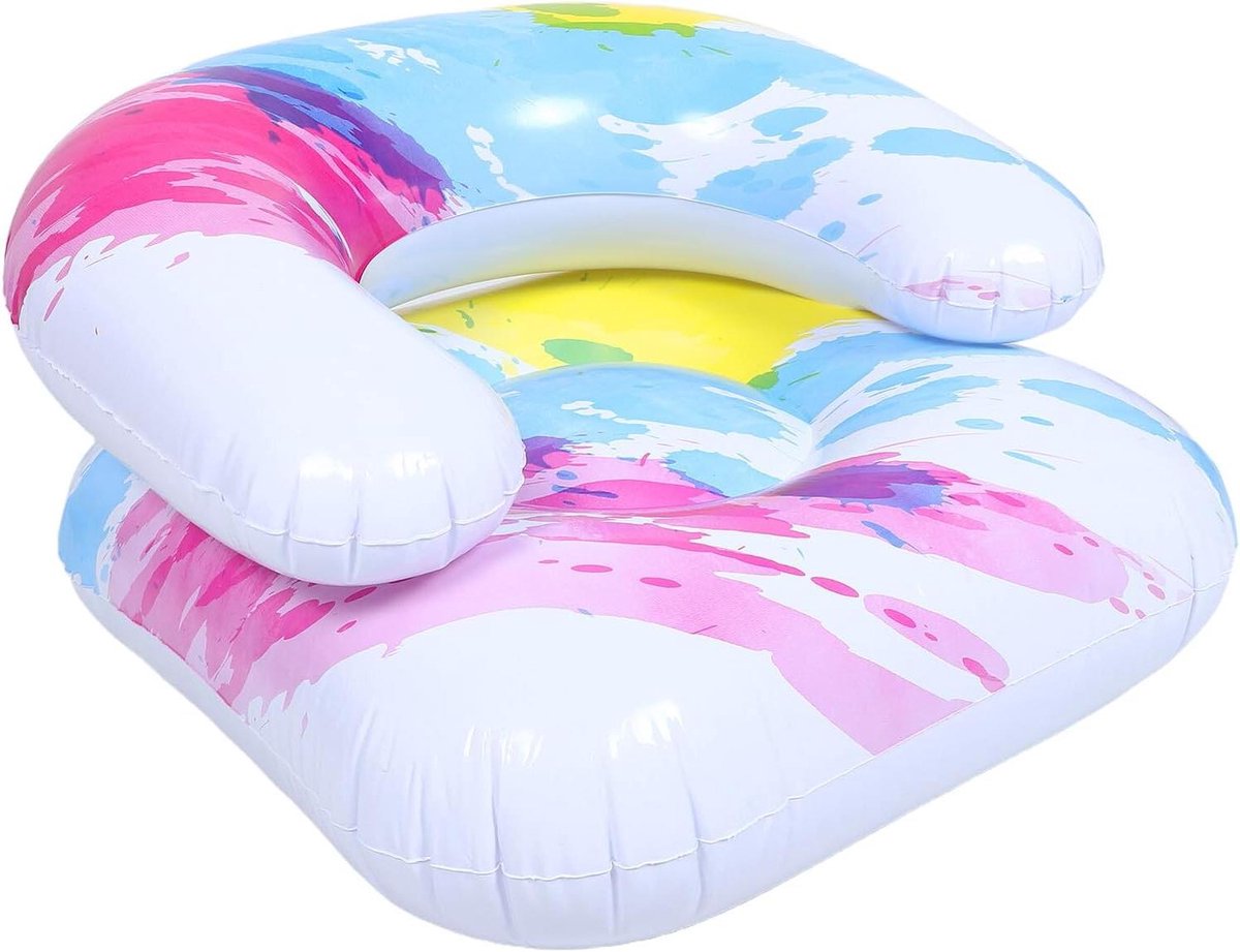 Kinder Opblaasbare Stoel - Peuterzitje Bank - Ontspannen Zitten - Ergonomische Rugsteun - 60x60x45cm - Veelkleurig