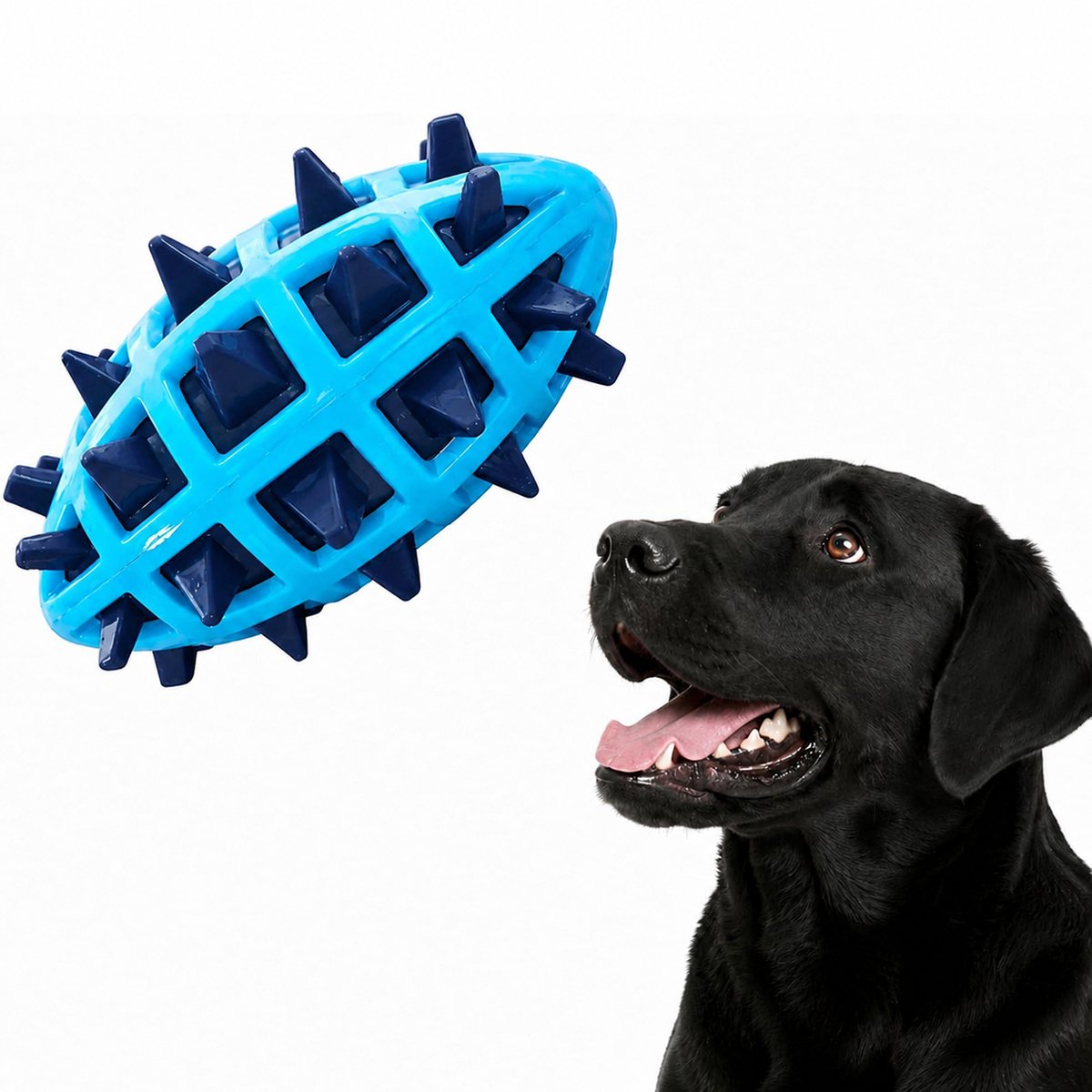 Ulisem - Hondenspeelgoed voor Grote Honden – Rubberen Kauwspeeltje – Stevige Football Hondenbal met Noppen – voor Kauwen, Apporteren & Spelen - C