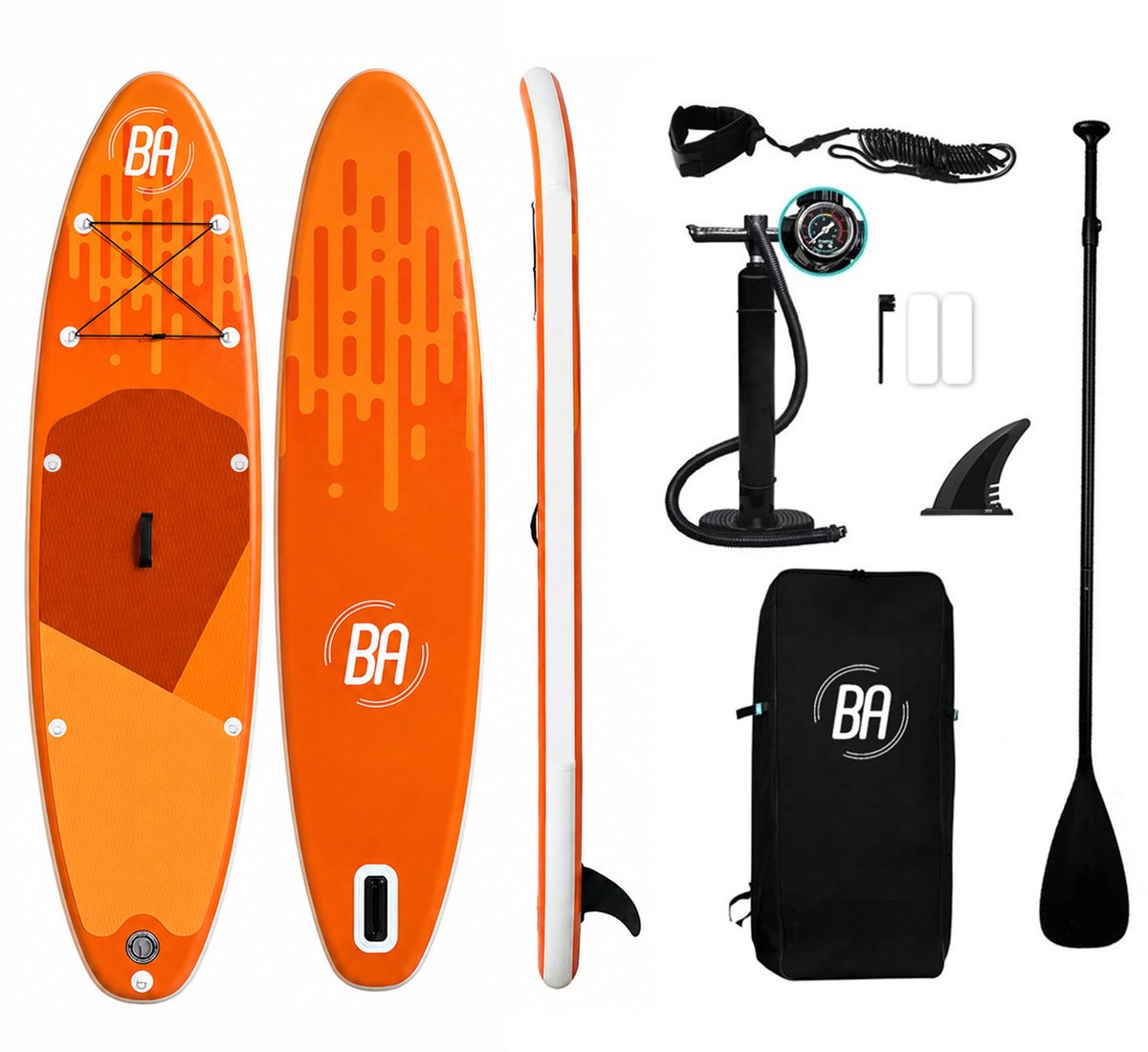 Best Active Horizon SUP Board XXL - 335x81x15cm - Opblaasbaar Paddle Board - Complete Set - Met Pomp / Draagtas / Verstelbare Peddel / Enkelkoord / Reparatiekit - Belastbaarheid Max. 150KG - Oranje