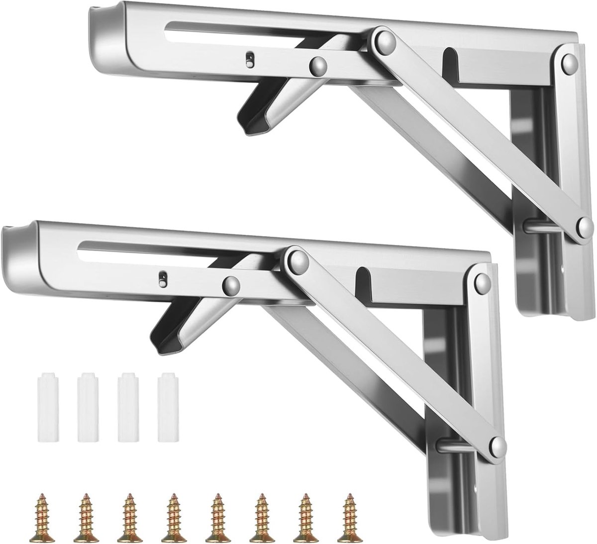 Klapconsole voor zware belasting - Zilver - 200 mm - Robuuste Stalen Inklapbare Wandhouder - Voor Huishouden en Werkplaats