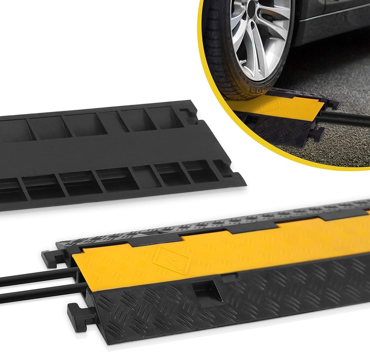 Kabelmat - Geel - Thermoplastisch Polyethyleen - 2-Sleuf Kabelbeschermer met Afneembare Deksel - Voor Binnen en Buiten