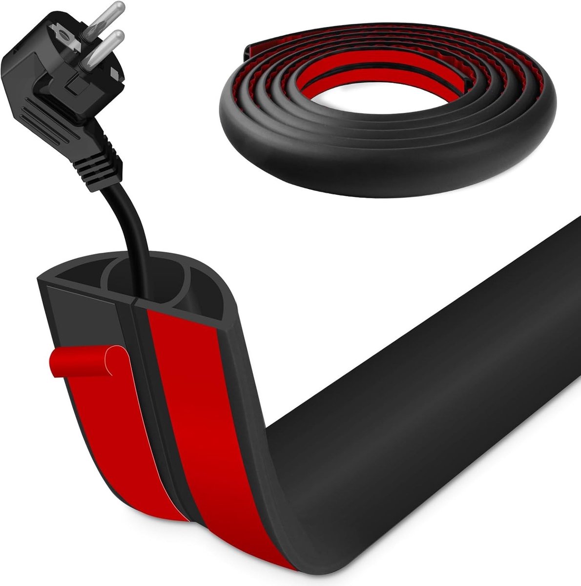 Kabelmat - Zwart - 30 mm x 1 m - Zelfklevende PVC Vloerkabelafdekking - Voor Thuis en Kantoor