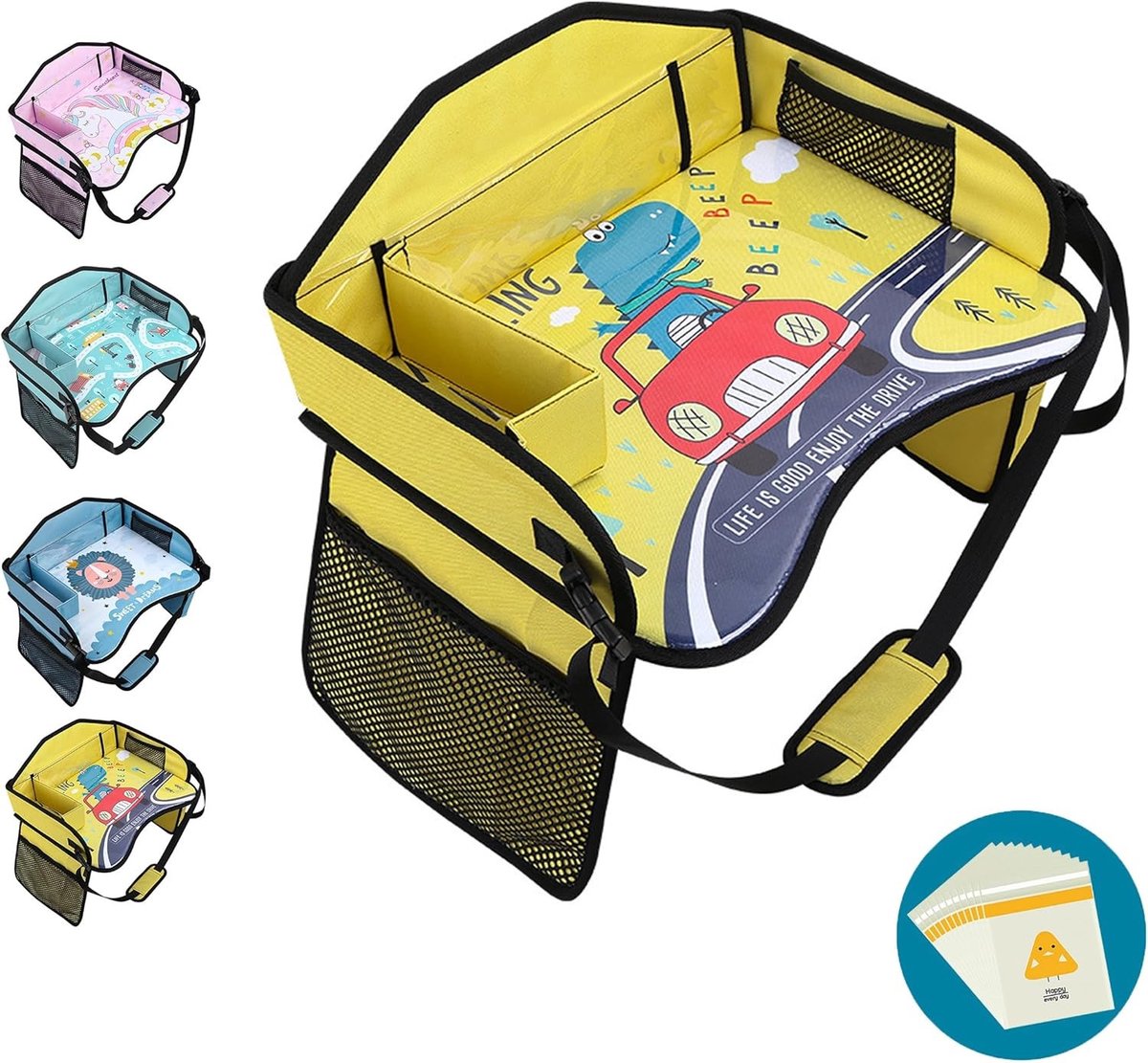 Reistafel - Geel - 43,5 x 33,5 cm - Autostoel Dienblad van Oxford - Voor Kinderen