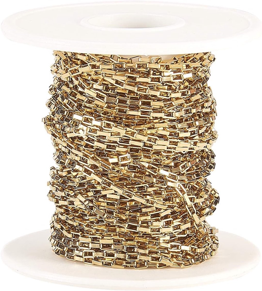 33FT (10m) 304 RVS Venetiaanse Kettingen Ongeveegd met Spoel voor Sieraden Maken - 4x2mm, Duurzaam, Creatief, Handgemaakt