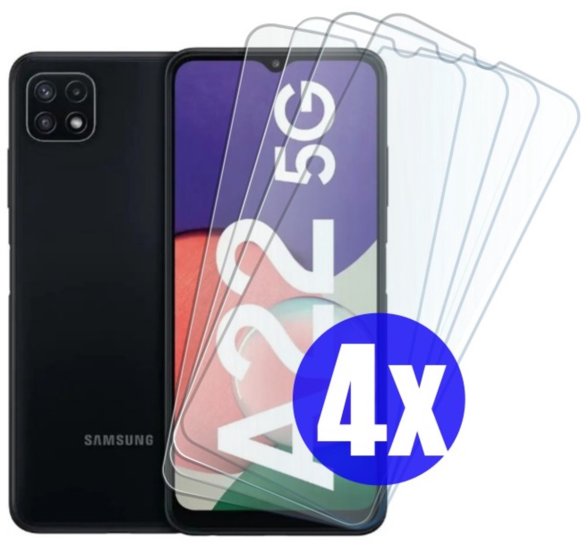 Screenprotector geschikt voor Samsung A22 5g - Gehard Glas - Tempered Glass Armor Screen Cover - 4 Stuks