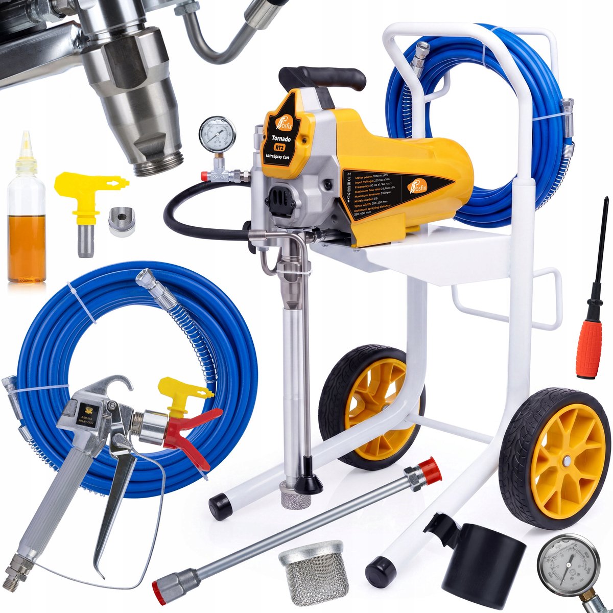 Rosfix Airless Verfspuit Tornado RT2 UltraSpray Cart - Wagentrolley - 1030W - 22 MPa - 2 L/min