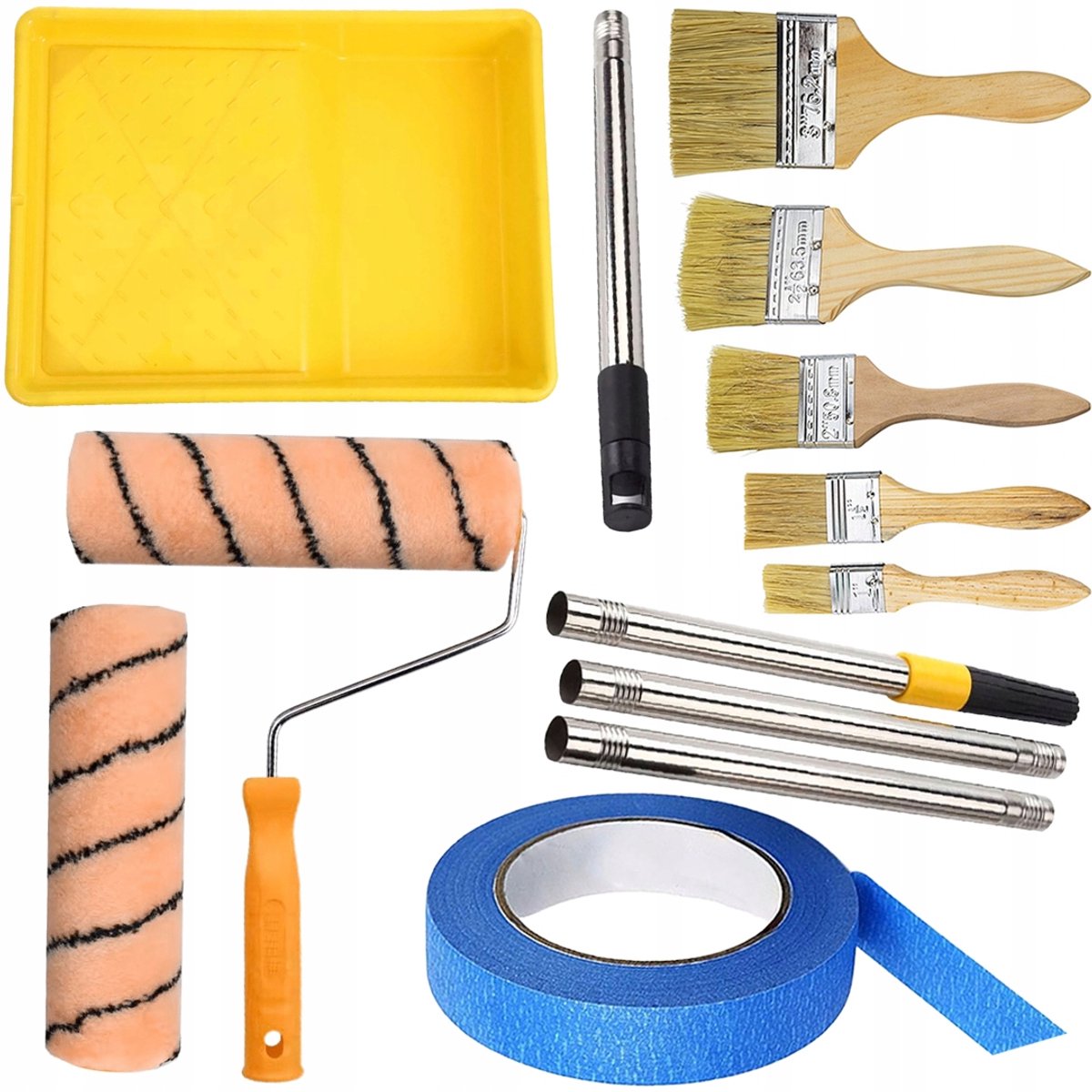 Rosfix Schilder Set - Compleet met 2x25cm Verfrol, 5x Synthetische Penselen