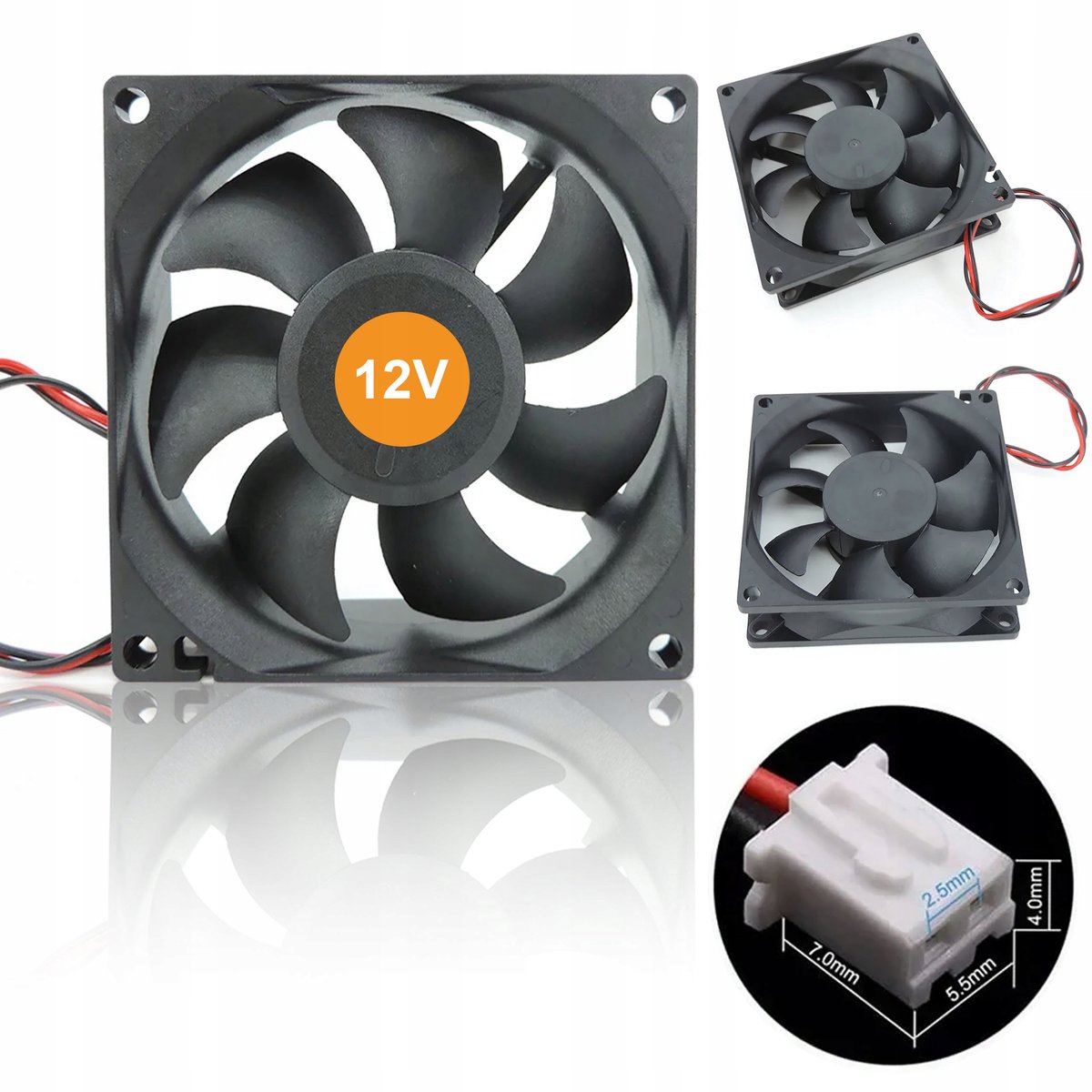 Rosfix Ventilator 80x80x25 2PIN 12V - Stil Koelventilator - 2000 rpm, 35 CFM, 25 dBA