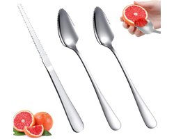 Set van 3 speciale lepels voor grapefruit en kiwi, inclusief 2 kiwi lepels en 1 grapefruitmes, roestvrijstalen design met gekartelde rand voor optimale snijervaring