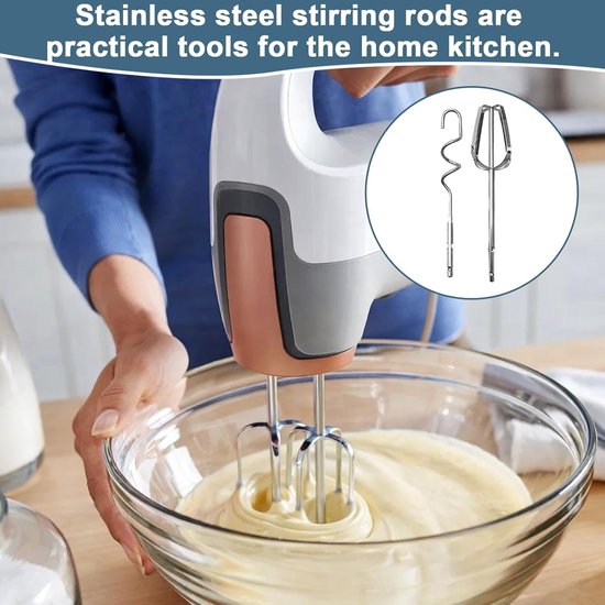 Kneedhaken en roerhaken voor handmixers en elektrische mixers, roestvrijstalen onderdelen, ideaal voor deeg en brood bakken — afbeelding 3