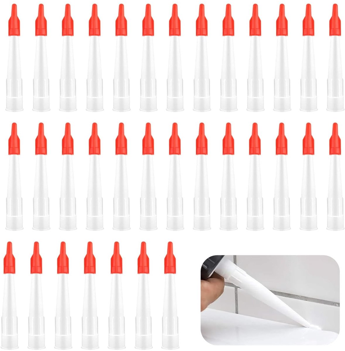 30 Stuks Silicone Dichtnozzles met Deksel voor Universele Lijmpistolen, Dichten en Sealen van Diverse Materialen