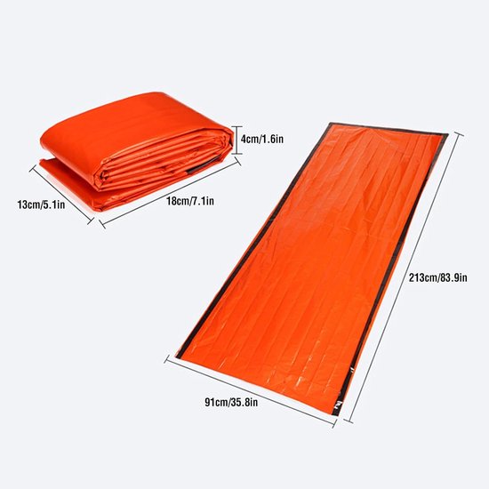 Noodslaapzak Set - Thermische envelop - Buiten avontuur - Regen winddicht - 3 stuks - Oranje — afbeelding 4