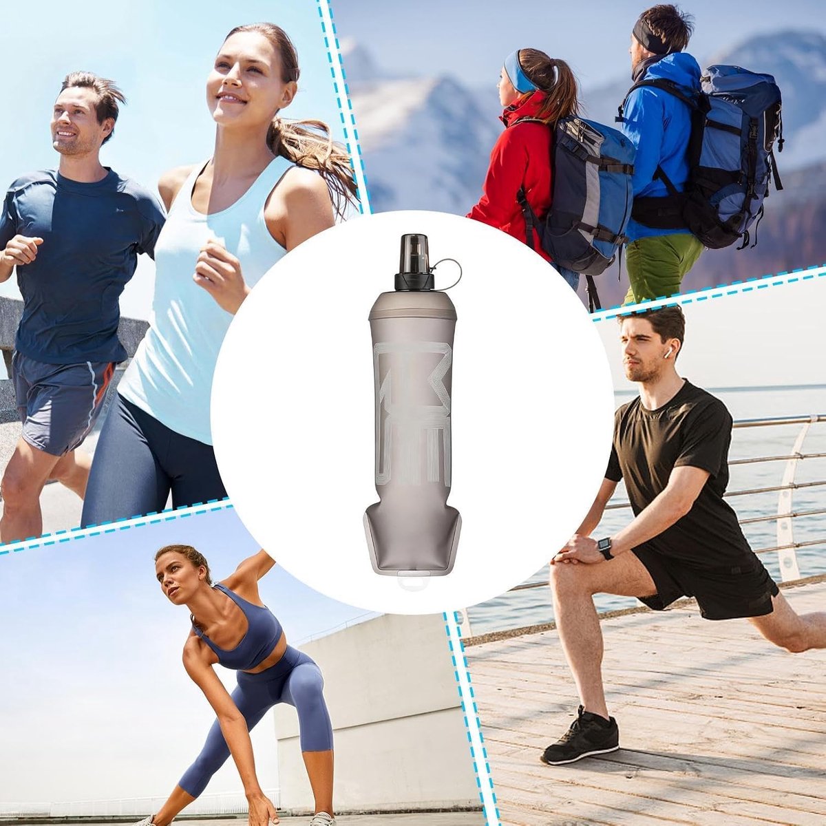 Soft Flask Water Bottle - Opvouwbare Drinkzak - Outdoor Hydratatie - Lekvrij en Opvouwbaar - 32 cm - Donkergrijs