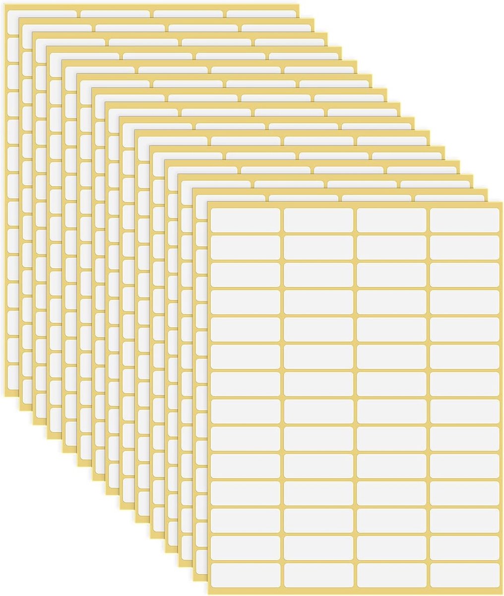 840 Stuks Matte Witte Stickers 13x38mm | Kleine Plak Etiketten voor Adressen, Bestanden en Schoolgebruik