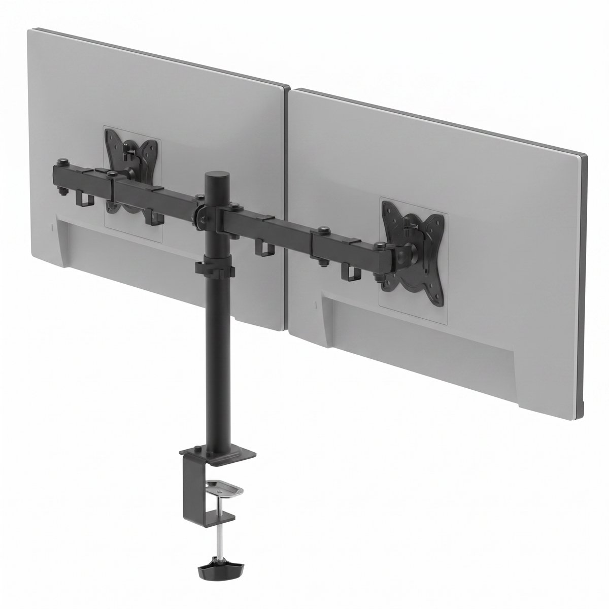 Stane Monitor Arm 2 Schermen – Dubbele Monitorarm – Monitor Beugel 13 t/m 27 Inch – In Hoogte Verstelbaar – VESA 75x75/100x100 – Bureauklem of Doorvoer – Zwart
