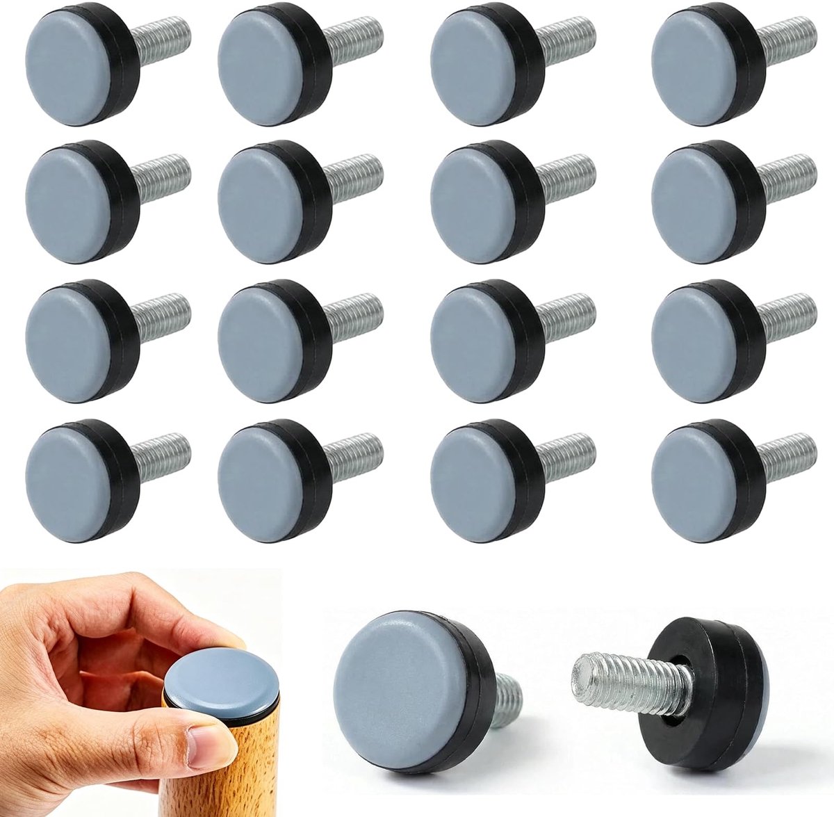 Omgoods - Set van 16 Schroefdraad Glijders voor Meubels