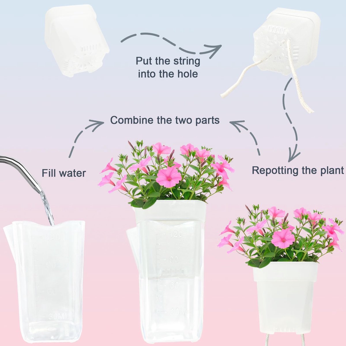 16 stuks - Zelfbewateringspotten set - zelfwaterende plantenbak - kamerplant pot - met drainagegaten en vochtigheidsindicator - transparant - 3,8 cm x 8 cm - voorkomt wortelrot - ideaal voor zaailingen, stekjes, vetplanten — cadeau in Cadeau-ideeën - foto 6